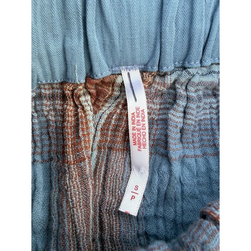 New Free People Las Palmas Sailor Shorts Size S Blue Brown Plaid - Picture 3 of 5